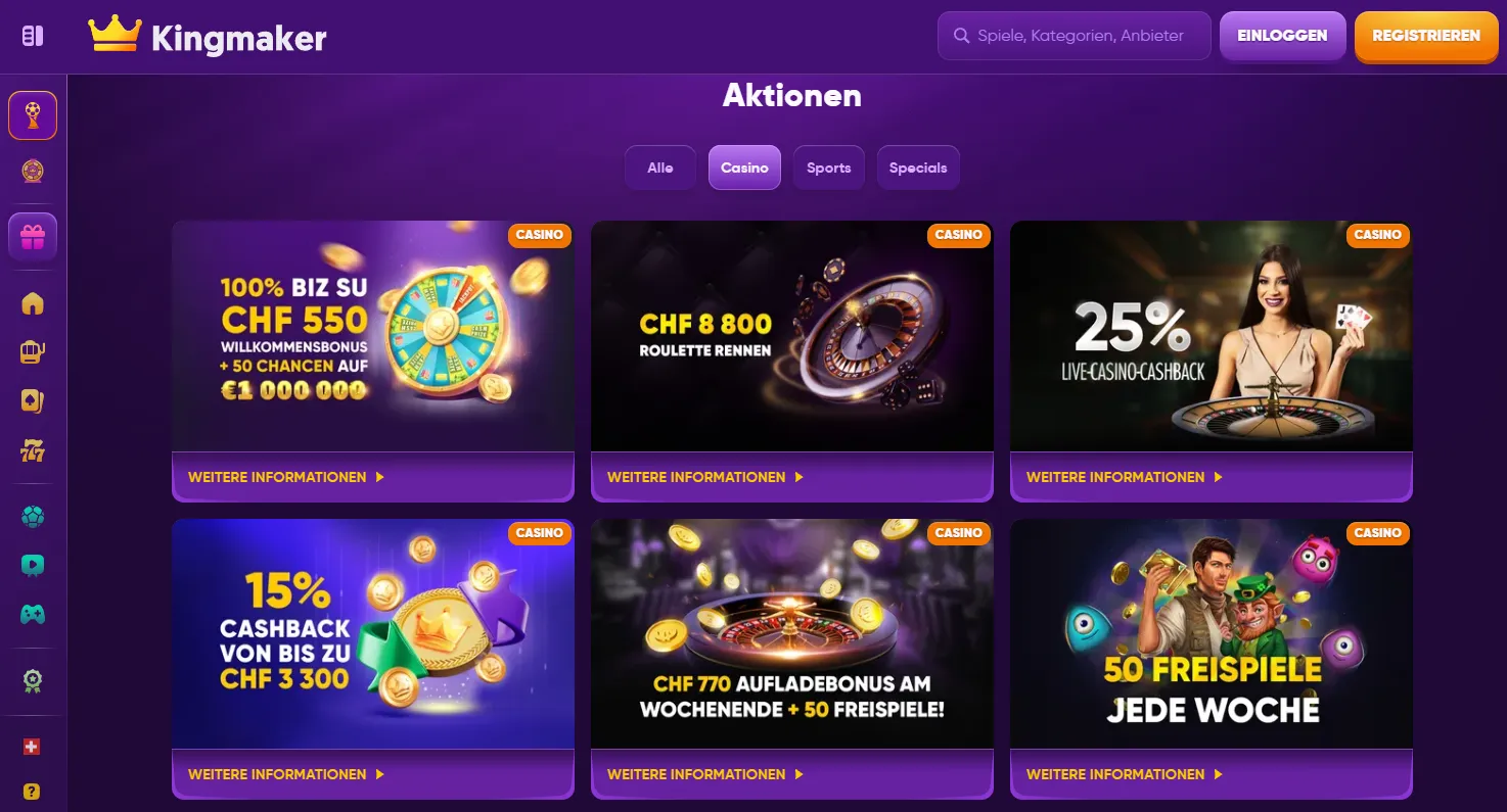 Boni und Aktionen in neuen Online Casinos Schweiz